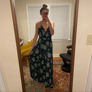 Green floral maxi dress